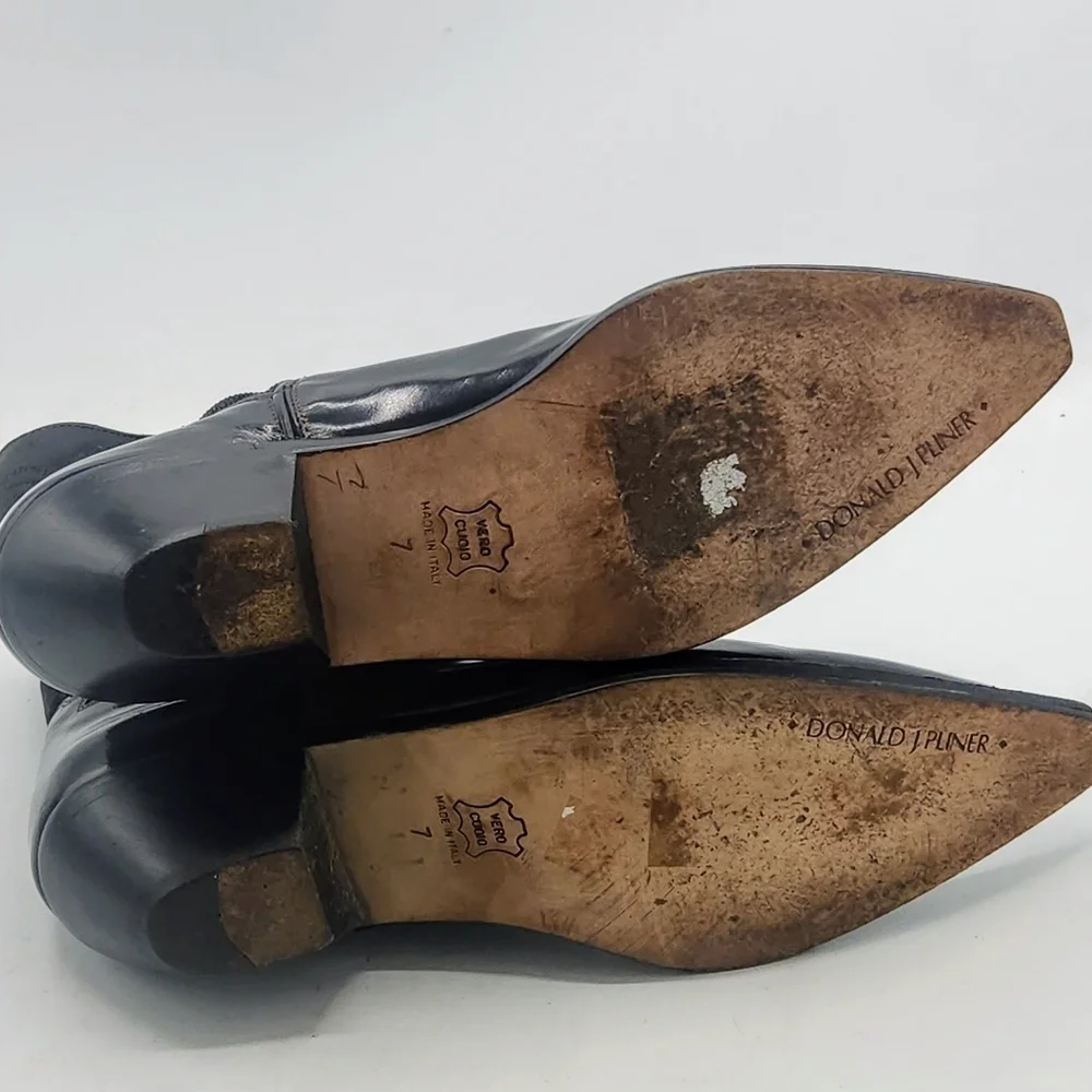 Donald  J Pilner Vintage Western Couture Leather Black Brown Boots SZ 7 - Picture 13 of 16